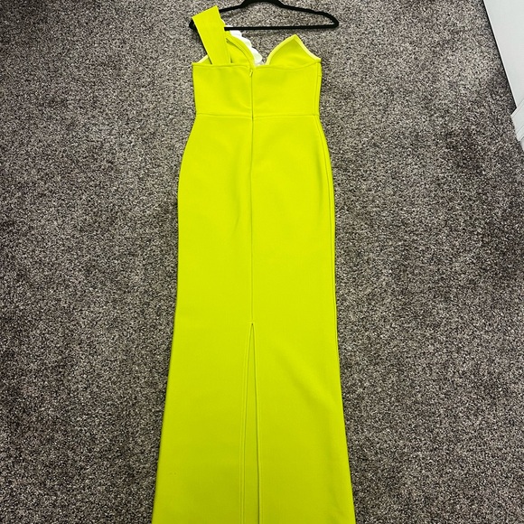 Lime Green Asymmetrical One Shoulder Embellished Maxi Dress - Picture 9 of 11